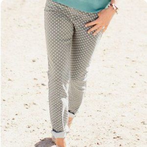 Garnet Hill Gray and White Polka Dot Skinny Jeans